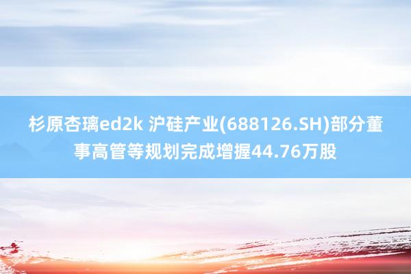 杉原杏璃ed2k 沪硅产业(688126.SH)部分董事高管等规划完成增握44.76万股