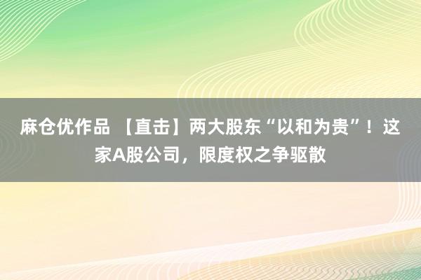 麻仓优作品 【直击】两大股东“以和为贵”！这家A股公司，限度权之争驱散