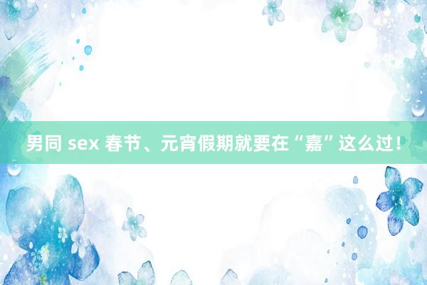 男同 sex 春节、元宵假期就要在“嘉”这么过！